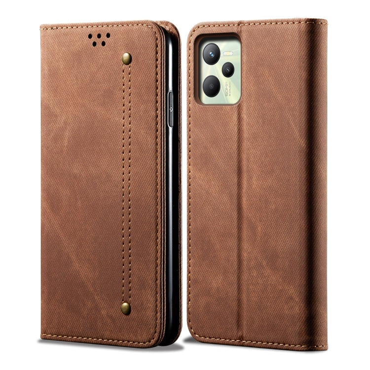 Custodia per telefono in pelle stile casual con trama denim, For OPPO A35 / A15 / A15S, For OPPO Realme C35, For OPPO Realme Q3T / K9S / Realme Q3s, For OPPO Realme 9 Pro, For OPPO Realme 9 Pro+