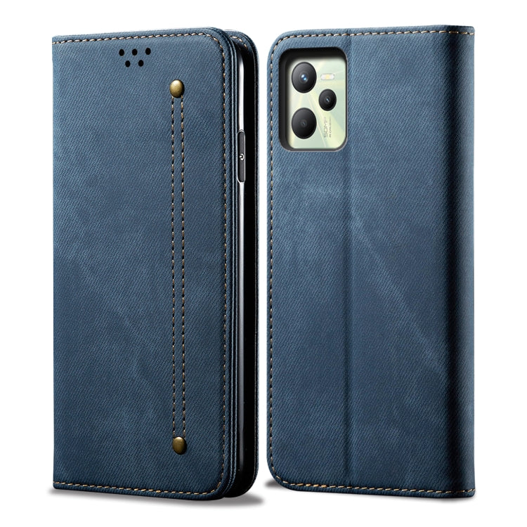 Custodia per telefono in pelle stile casual con trama denim, For OPPO A35 / A15 / A15S, For OPPO Realme C35, For OPPO Realme Q3T / K9S / Realme Q3s, For OPPO Realme 9 Pro, For OPPO Realme 9 Pro+