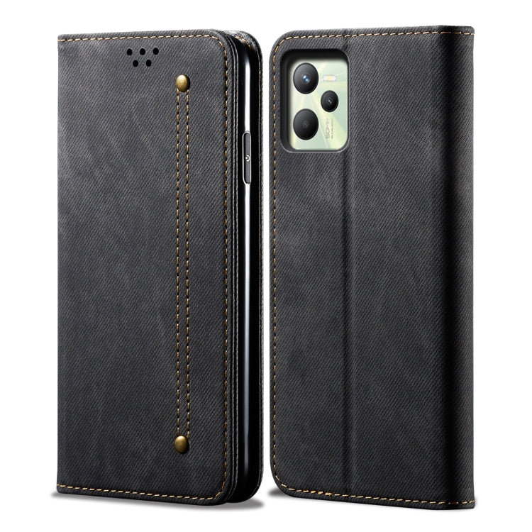 Custodia per telefono in pelle stile casual con trama denim, For OPPO A35 / A15 / A15S, For OPPO Realme C35, For OPPO Realme Q3T / K9S / Realme Q3s, For OPPO Realme 9 Pro, For OPPO Realme 9 Pro+