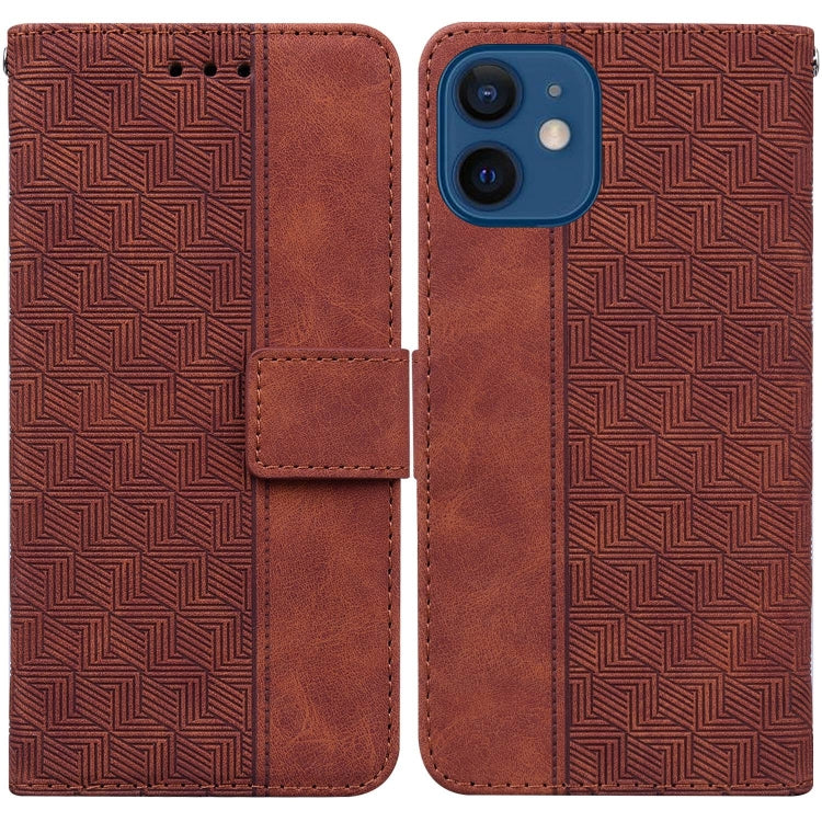 Custodia per telefono in pelle goffrata geometrica, For iPhone 12 / 12 Pro, For iPhone 12 mini, For iPhone 12 Pro Max, For iPhone SE 2022 / SE 2020 / 8 / 7