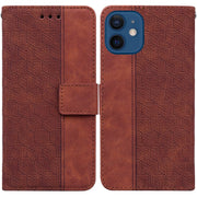 Custodia per telefono in pelle goffrata geometrica, For iPhone 12 / 12 Pro, For iPhone 12 mini, For iPhone 12 Pro Max, For iPhone SE 2022 / SE 2020 / 8 / 7