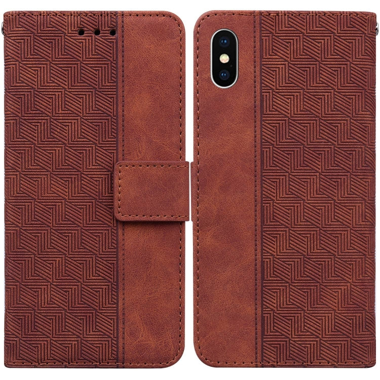 Custodia per telefono in pelle goffrata geometrica, For iPhone XS / X, For iPhone XR, For iPhone XS Max