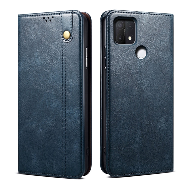 Custodia per telefono in pelle a conchiglia orizzontale con struttura a cavallo pazzo cerato semplice con slot per schede e supporto, For OPPO A35 / A15 / A15S, For OPPO Realme C35, For OPPO Realme Q3T / K9S / Realme Q3s, For OPPO Realme 9 Pro         ...