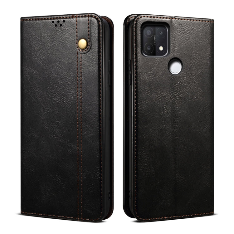 Custodia per telefono in pelle a conchiglia orizzontale con struttura a cavallo pazzo cerato semplice con slot per schede e supporto, For OPPO A35 / A15 / A15S, For OPPO Realme C35, For OPPO Realme Q3T / K9S / Realme Q3s, For OPPO Realme 9 Pro         ...
