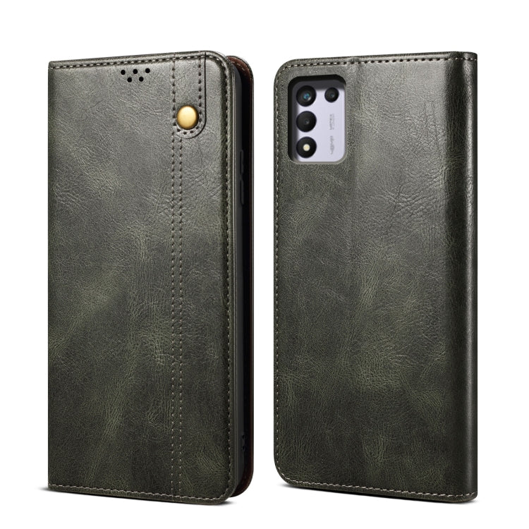 Custodia per telefono in pelle a conchiglia orizzontale con struttura a cavallo pazzo cerato semplice con slot per schede e supporto, For OPPO A35 / A15 / A15S, For OPPO Realme C35, For OPPO Realme Q3T / K9S / Realme Q3s, For OPPO Realme 9 Pro         ...