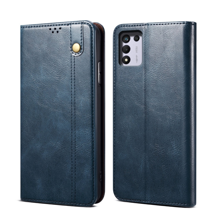 Custodia per telefono in pelle a conchiglia orizzontale con struttura a cavallo pazzo cerato semplice con slot per schede e supporto, For OPPO A35 / A15 / A15S, For OPPO Realme C35, For OPPO Realme Q3T / K9S / Realme Q3s, For OPPO Realme 9 Pro         ...