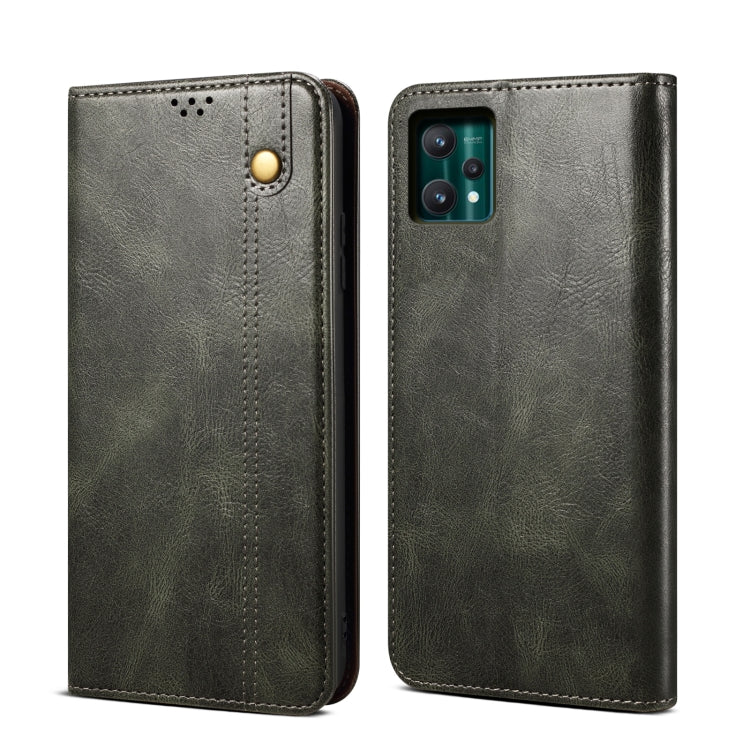 Custodia per telefono in pelle a conchiglia orizzontale con struttura a cavallo pazzo cerato semplice con slot per schede e supporto, For OPPO A35 / A15 / A15S, For OPPO Realme C35, For OPPO Realme Q3T / K9S / Realme Q3s, For OPPO Realme 9 Pro         ...