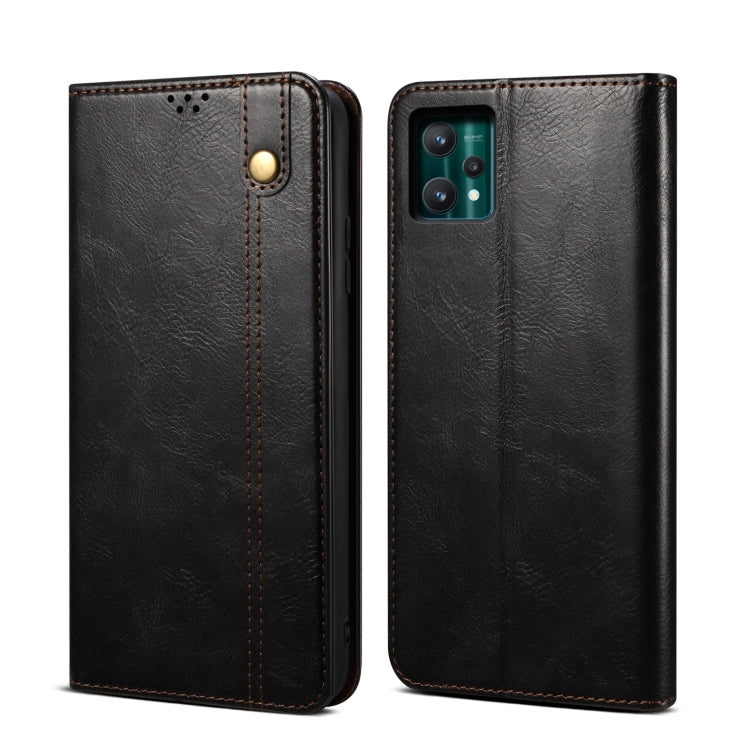 Custodia per telefono in pelle a conchiglia orizzontale con struttura a cavallo pazzo cerato semplice con slot per schede e supporto, For OPPO A35 / A15 / A15S, For OPPO Realme C35, For OPPO Realme Q3T / K9S / Realme Q3s, For OPPO Realme 9 Pro         ...
