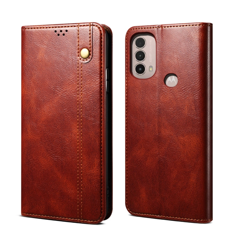 Custodia per telefono in pelle con trama di cavallo pazzo in cera d'olio, For Motorola Moto E40 / E30 / E20, For OnePlus Nord N20 5G, For Google Pixel 6a, For Xiaomi Redmi Note 11 Pro 4G / 5G