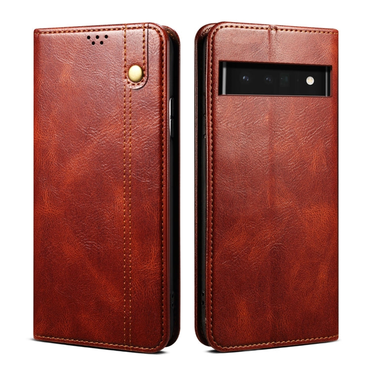Custodia per telefono in pelle con trama di cavallo pazzo in cera d'olio, For Motorola Moto E40 / E30 / E20, For OnePlus Nord N20 5G, For Google Pixel 6a, For Xiaomi Redmi Note 11 Pro 4G / 5G