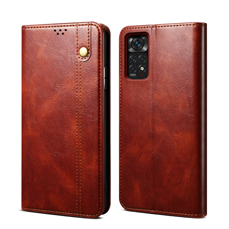 Custodia per telefono in pelle con trama di cavallo pazzo in cera d'olio, For Motorola Moto E40 / E30 / E20, For OnePlus Nord N20 5G, For Google Pixel 6a, For Xiaomi Redmi Note 11 Pro 4G / 5G