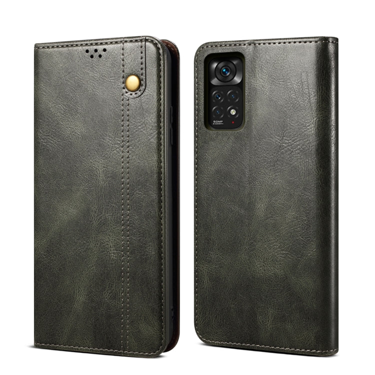 Custodia per telefono in pelle con trama di cavallo pazzo in cera d'olio, For Motorola Moto E40 / E30 / E20, For OnePlus Nord N20 5G, For Google Pixel 6a, For Xiaomi Redmi Note 11 Pro 4G / 5G