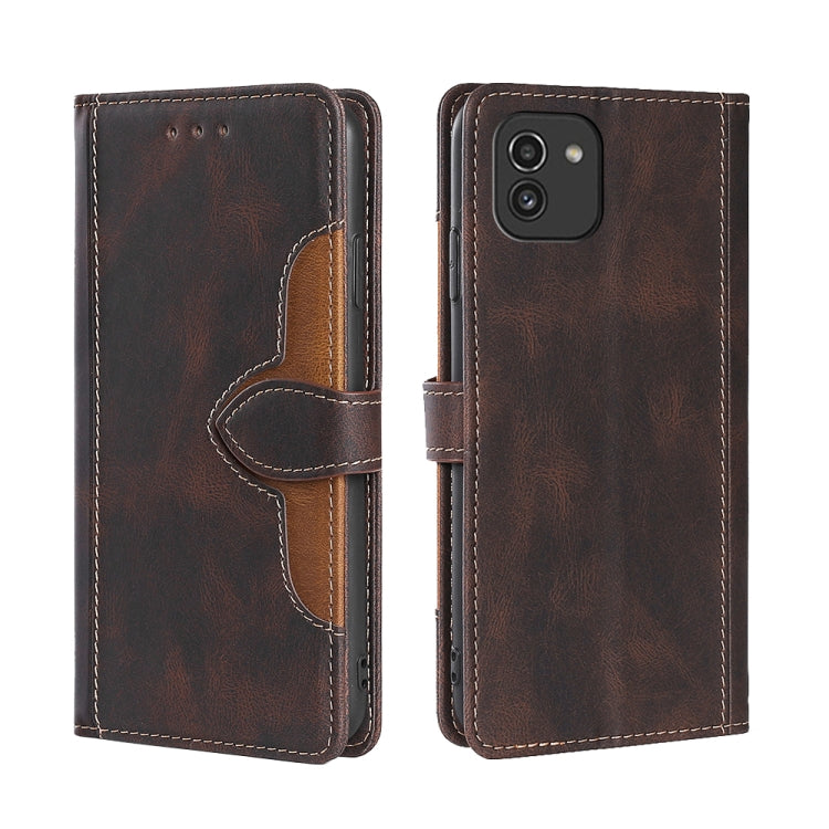 Skin Feel Cappello di paglia Custodia in pelle con fibbia magnetica, For Samsung Galaxy A03 Core, For Samsung Galaxy A03, For Samsung Galaxy A03 166mm EU Version, For Samsung Galaxy A20 / A21 JP Version, For Samsung Galaxy A23 5G                       ...