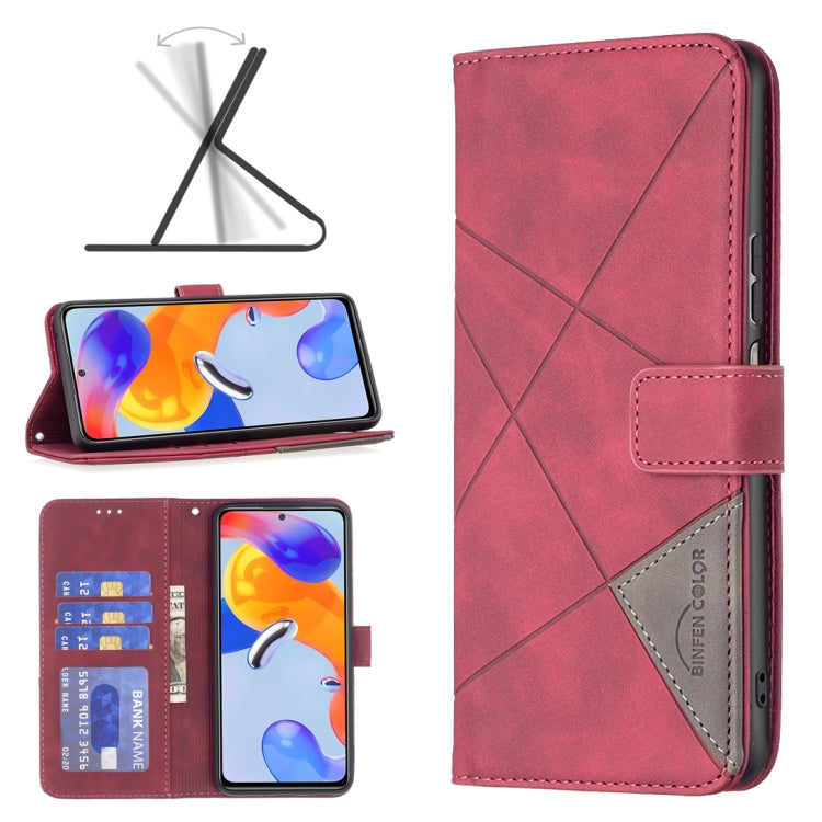 Custodia per cellulare in pelle a vibrazione orizzontale con fibbia magnetica a rombo, For Xiaomi Redmi Note 11 Pro International Version
