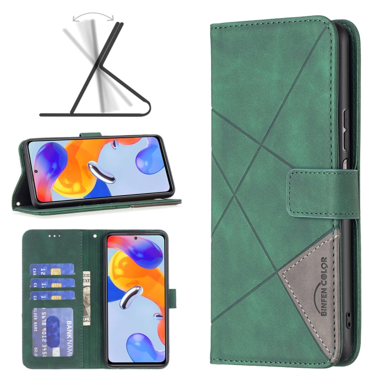 Custodia per cellulare in pelle a vibrazione orizzontale con fibbia magnetica a rombo, For Xiaomi Redmi Note 11 Pro International Version