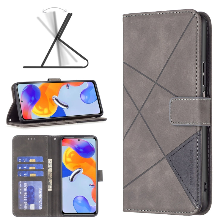 Custodia per cellulare in pelle a vibrazione orizzontale con fibbia magnetica a rombo, For Xiaomi Redmi Note 11 Pro International Version