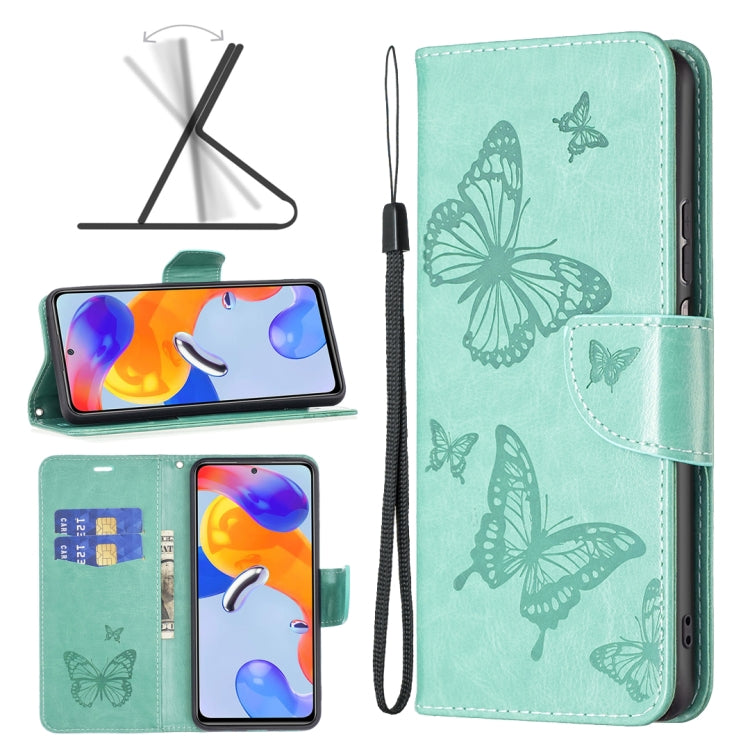 Custodia per telefono in pelle goffrata con due farfalle, For Xiaomi Redmi Note 11 Pro International Version