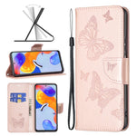Custodia per telefono in pelle goffrata con due farfalle, For Xiaomi Redmi Note 11 Pro International Version