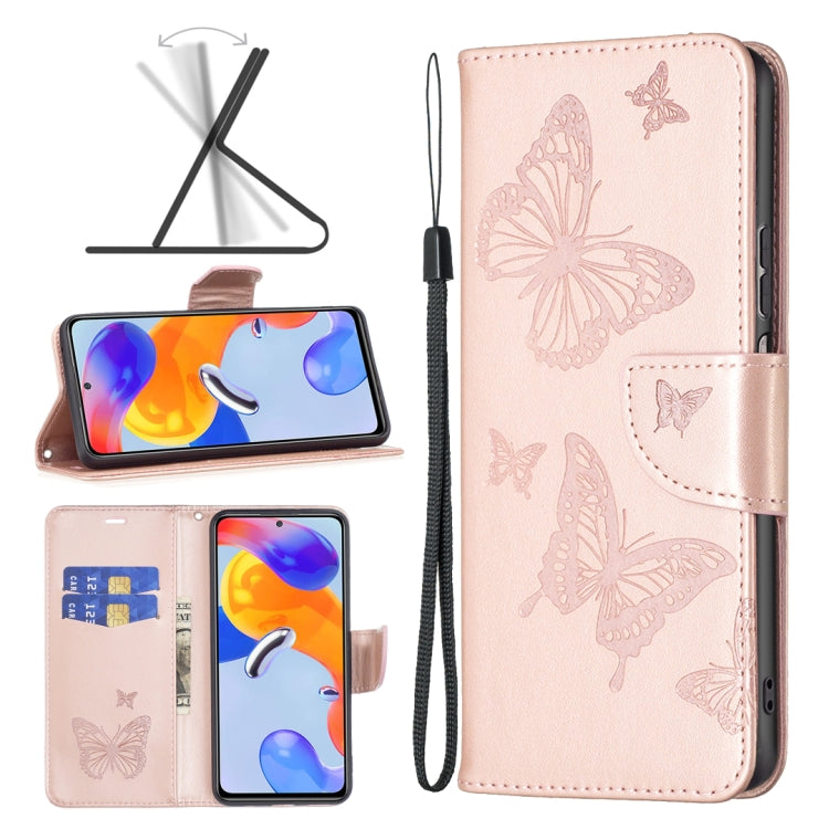 Custodia per telefono in pelle goffrata con due farfalle, For Xiaomi Redmi Note 11 Pro International Version