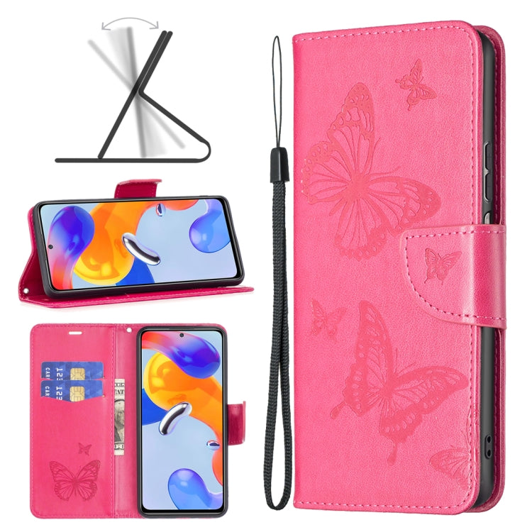 Custodia per telefono in pelle goffrata con due farfalle, For Xiaomi Redmi Note 11 Pro International Version