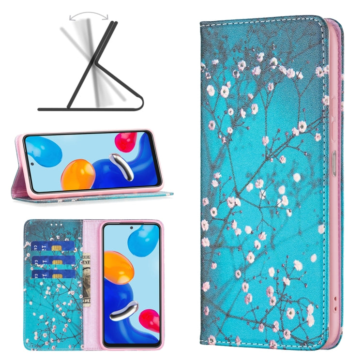 Custodia per telefono in pelle a vibrazione orizzontale magnetica invisibile con motivo a disegno colorato, For Xiaomi Redmi Note 11 International Version