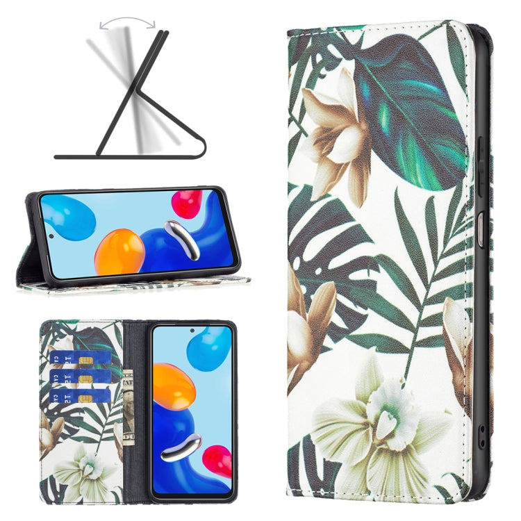 Custodia per telefono in pelle a vibrazione orizzontale magnetica invisibile con motivo a disegno colorato, For Xiaomi Redmi Note 11 International Version
