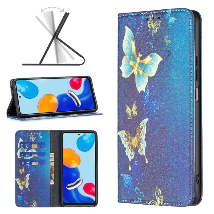 Custodia per telefono in pelle a vibrazione orizzontale magnetica invisibile con motivo a disegno colorato, For Xiaomi Redmi Note 11 International Version