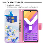 Custodia per telefono in pelle con motivo a disegno colorato, For vivo Y15s