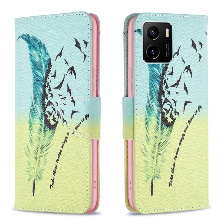 Custodia per telefono in pelle con motivo a disegno colorato, For vivo Y15s