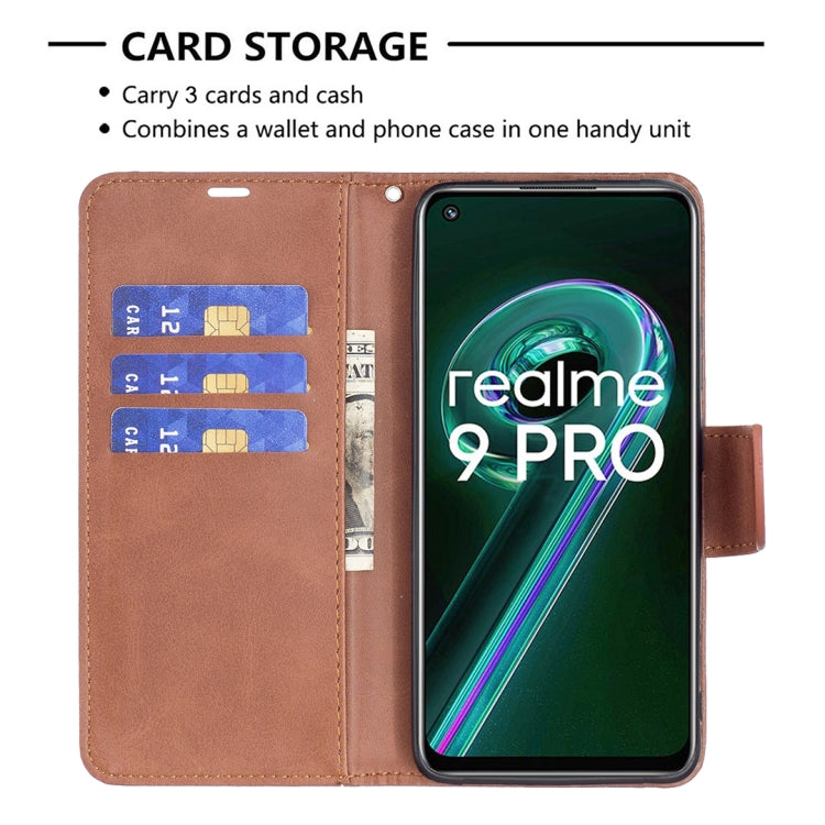 Cassa del telefono in pelle di pelle di agnello retrò, For OPPO Realme 9 Pro