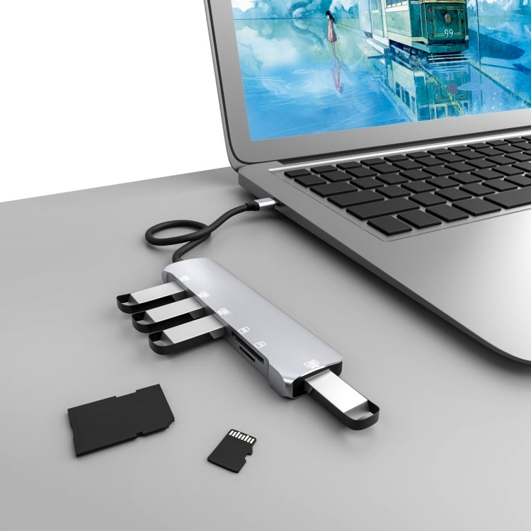 Hub USB-C 6 in 1 con slot SD, TF e 4 porte USB femmina
