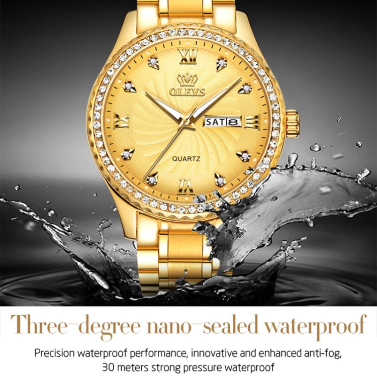 OLEVS 5565 Orologio da uomo al quarzo con cinturino in acciaio inossidabile impermeabile di moda