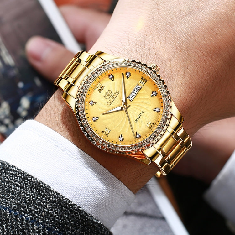 OLEVS 5565 Orologio da uomo al quarzo con cinturino in acciaio inossidabile impermeabile di moda