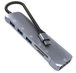Hub USB-C 6 in 1 con slot TF/SD e 4 porte USB 3.0 femmina