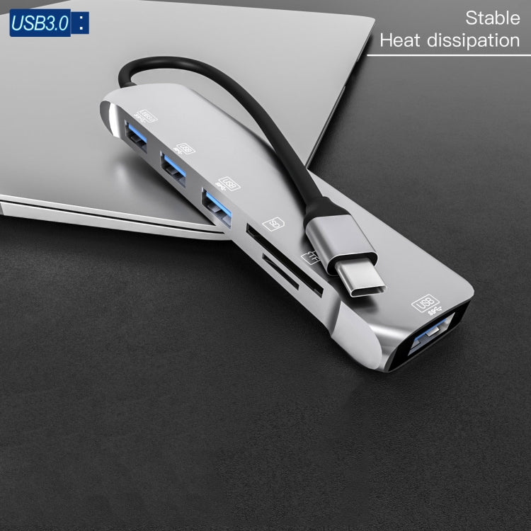 Hub USB-C 6 in 1 con slot TF/SD e 4 porte USB 3.0 femmina