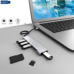 Hub USB-C 6 in 1 con slot TF/SD e 4 porte USB 3.0 femmina