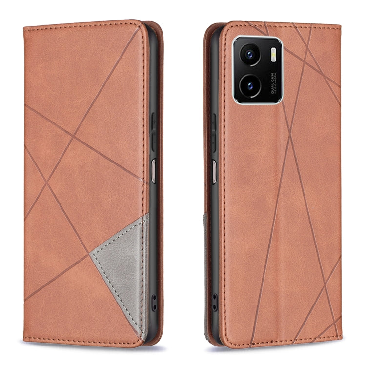 Custodia per telefono in pelle magnetica a vibrazione orizzontale con struttura a rombo, For vivo Y15s