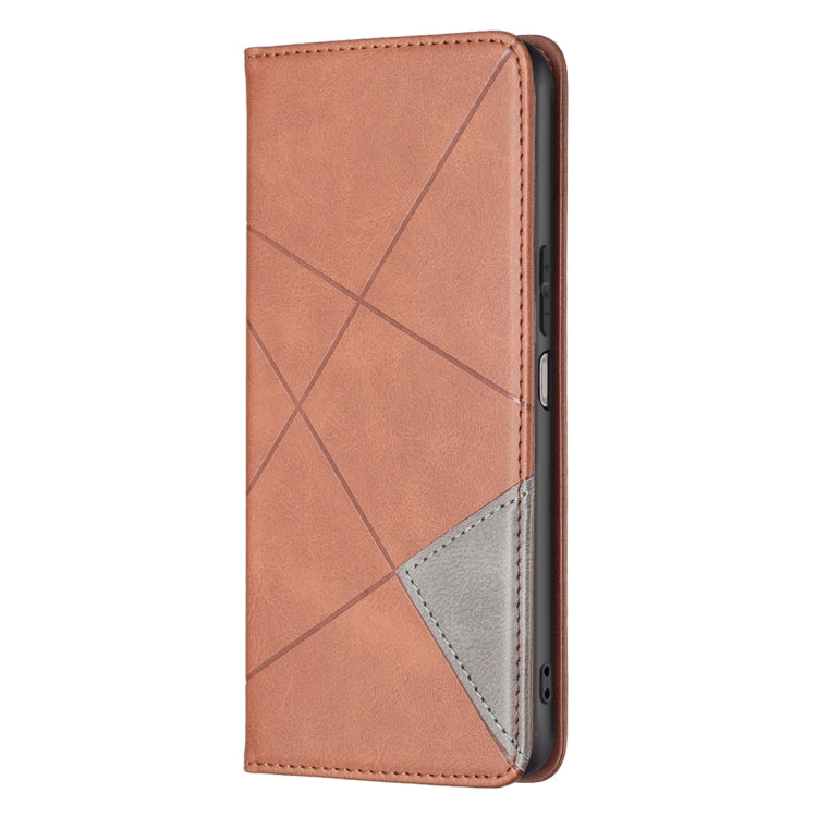 Custodia per telefono in pelle magnetica a vibrazione orizzontale con struttura a rombo, For vivo Y15s