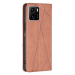 Custodia per telefono in pelle magnetica a vibrazione orizzontale con struttura a rombo, For vivo Y15s