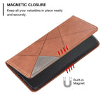 Custodia per telefono in pelle magnetica a vibrazione orizzontale con struttura a rombo, For vivo Y15s