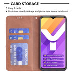 Custodia per telefono in pelle magnetica a vibrazione orizzontale con struttura a rombo, For vivo Y15s