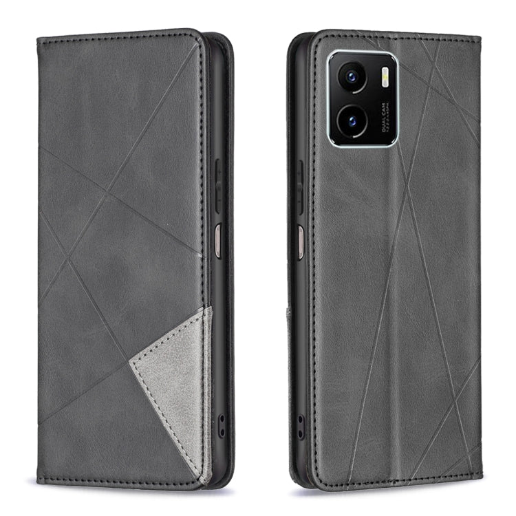 Custodia per telefono in pelle magnetica a vibrazione orizzontale con struttura a rombo, For vivo Y15s