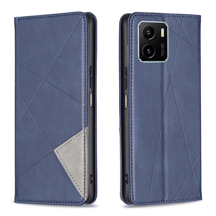 Custodia per telefono in pelle magnetica a vibrazione orizzontale con struttura a rombo, For vivo Y15s
