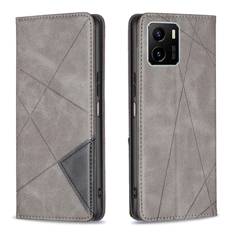 Custodia per telefono in pelle magnetica a vibrazione orizzontale con struttura a rombo, For vivo Y15s