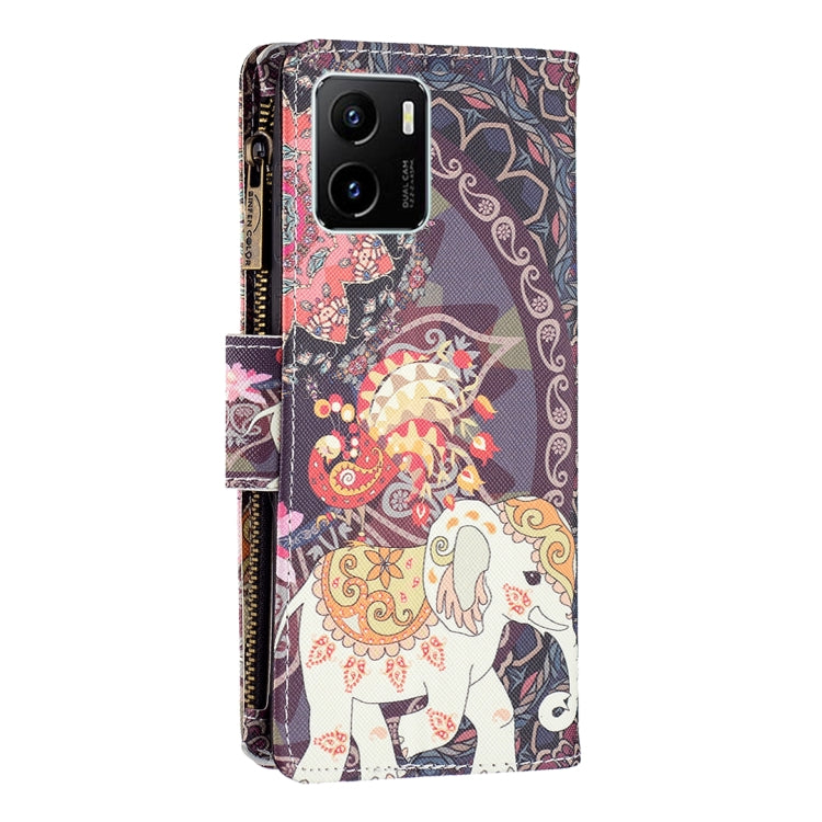 Custodia per telefono in pelle con cerniera orizzontale con motivo a disegno colorato, For vivo Y15s