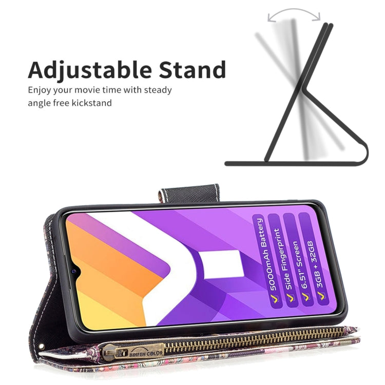 Custodia per telefono in pelle con cerniera orizzontale con motivo a disegno colorato, For vivo Y15s