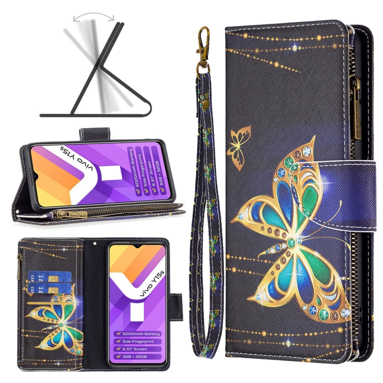 Custodia per telefono in pelle con cerniera orizzontale con motivo a disegno colorato, For vivo Y15s