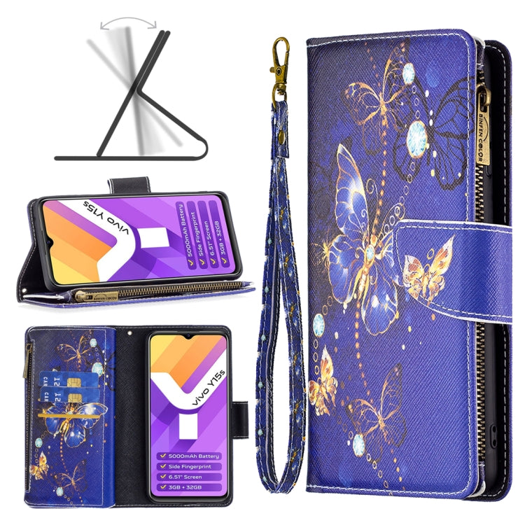 Custodia per telefono in pelle con cerniera orizzontale con motivo a disegno colorato, For vivo Y15s