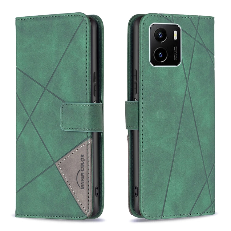 Custodia per cellulare in pelle a vibrazione orizzontale con fibbia magnetica a rombo, For vivo Y15s