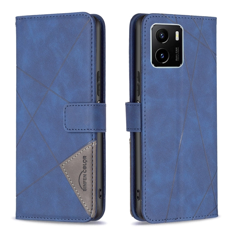 Custodia per cellulare in pelle a vibrazione orizzontale con fibbia magnetica a rombo, For vivo Y15s